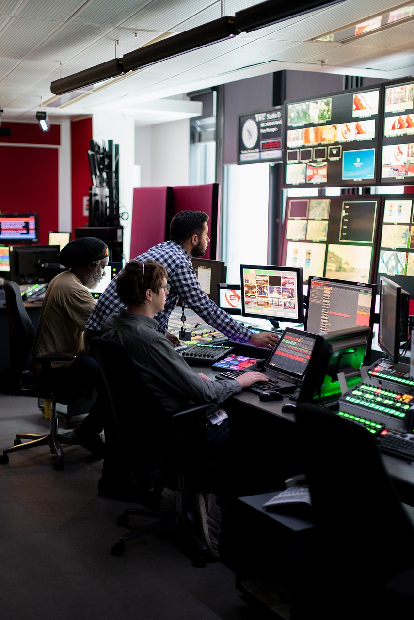 Technical broadcast studio control room